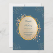 Invitation Mariage boho floral ovale Marine (Devant)