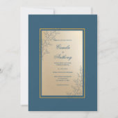 Invitation Mariage Boho floral rectangle or Marine (Devant)