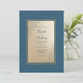 Invitation Mariage Boho floral rectangle or Marine (Debout devant)