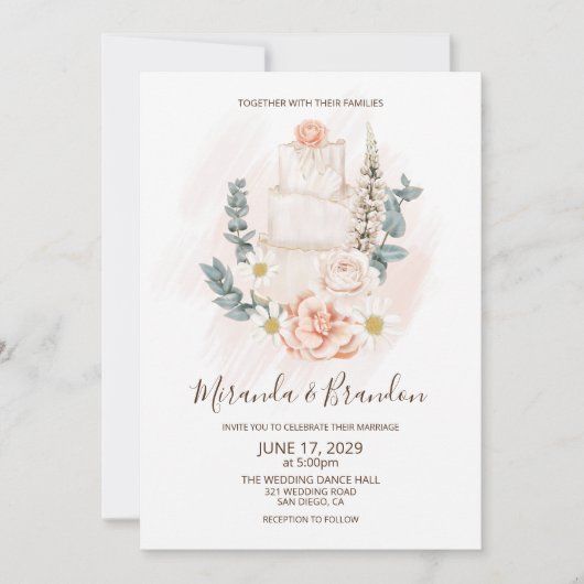 Invitation Mariage Boho floral simple (Devant)