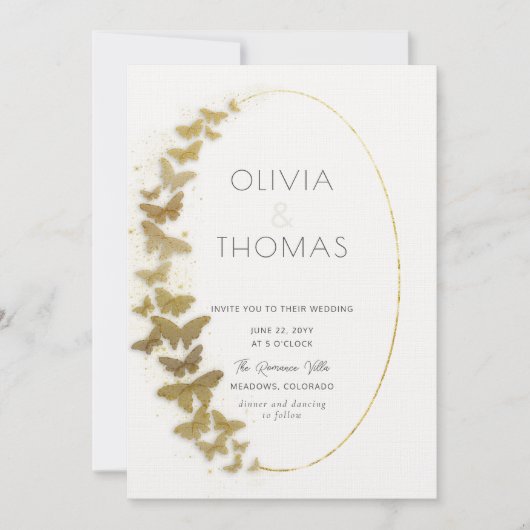 Invitation Mariage Boho Frame Gold moderne (Devant)