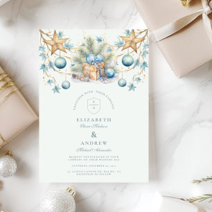 Invitation Mariage Boho Frosted Blue Pine