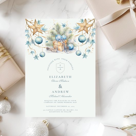 Invitation Mariage Boho Frosted Blue Pine