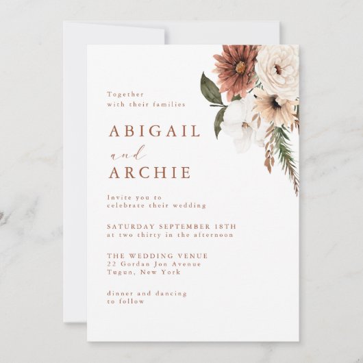 Invitation Mariage Boho minimal moderne (Devant)