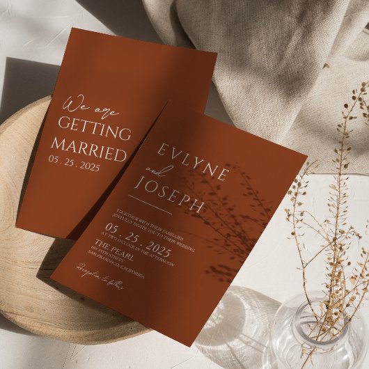 Invitation Mariage Boho minimaliste Burange Terracotta