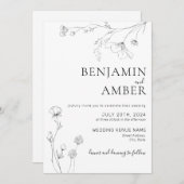 Invitation Mariage Boho minimaliste en ligne Fleur sauvage (Devant / Derrière)