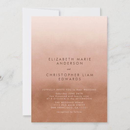 Invitation Mariage Boho minimaliste en terre cuite Ombre (Devant)