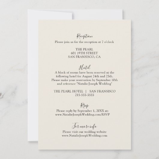 Invitation Mariage Boho moderne à double face noir et blanc (Dos)