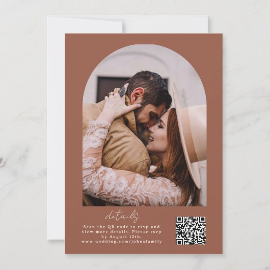 Invitation Mariage Boho moderne Burange Terracotta (Dos)