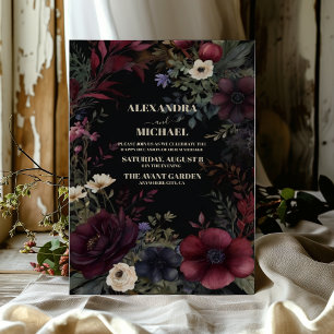 Invitation Mariage Boho moderne de Bourgogne noire
