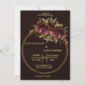 Invitation Mariage Boho moderne de la Bourgogne noire et de l (Devant)