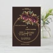 Invitation Mariage Boho moderne de la Bourgogne noire et de l (Debout devant)