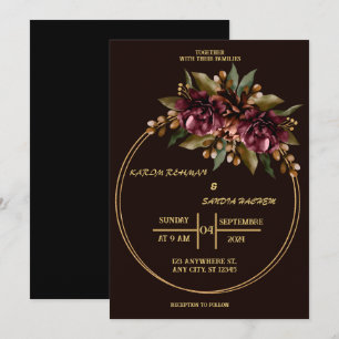 Invitation Mariage Boho moderne de la Bourgogne noire et de l