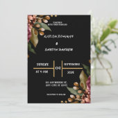 Invitation Mariage Boho moderne de la Bourgogne noire et de l (Debout devant)