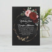 Invitation Mariage Boho moderne de la Bourgogne noire et de l (Debout devant)