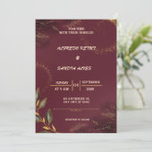 Invitation Mariage Boho moderne de la Bourgogne noire et de l (Debout devant)
