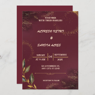 Invitation Mariage Boho moderne de la Bourgogne noire et de l