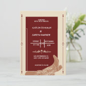 Invitation Mariage Boho moderne de la Bourgogne noire et de l (Debout devant)