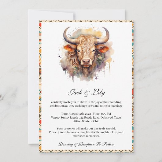 Invitation Mariage Boho occidental (Devant)