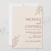 Invitation Mariage Boho Orange Brûlé en terre cuite moderne (Devant)