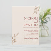 Invitation Mariage Boho Orange Brûlé en terre cuite moderne (Debout devant)