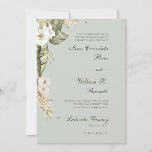 Invitation Mariage Boho Orchid Sage (Devant)