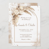 Invitation Mariage Boho Pampas Grass (Devant / Derrière)