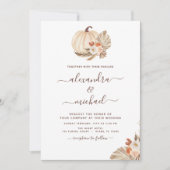 Invitation Mariage Boho Pampas Grass Citrouille blanc (Devant)