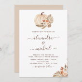 Invitation Mariage Boho Pampas Grass Citrouille blanc (Devant / Derrière)