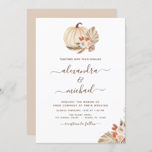 Invitation Mariage Boho Pampas Grass Citrouille blanc