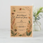 Invitation Mariage Boho Peach Peach Peach (Debout devant)