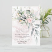 Invitation Mariage | Boho Rose Boho vert bois (Debout devant)