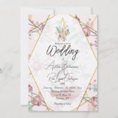 Invitation Mariage Boho rose personnalisable (Devant)
