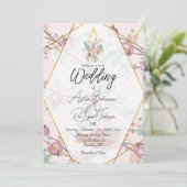 Invitation Mariage Boho rose personnalisable (Debout devant)