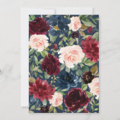 Invitation Mariage Boho Russe Floral de la Marine Rouge de Bo (Dos)