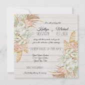 Invitation Mariage BOHO Rustic Floral Pampas Palm Foliage (Devant)