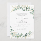 Invitation Mariage boho rustique eucalyptus vert (Devant)