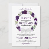 Invitation Mariage Boho rustique violet fleuri (Devant)