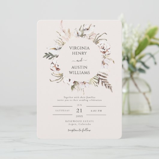 Invitation Mariage Boho simple (Debout devant)