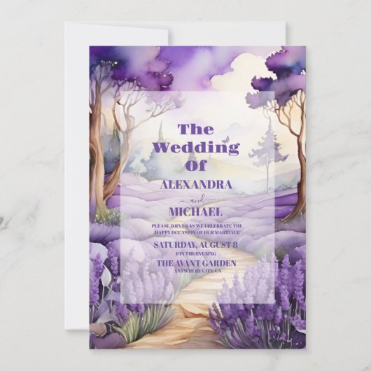 Invitation Mariage Boho Spring Summer Lavender (Devant)