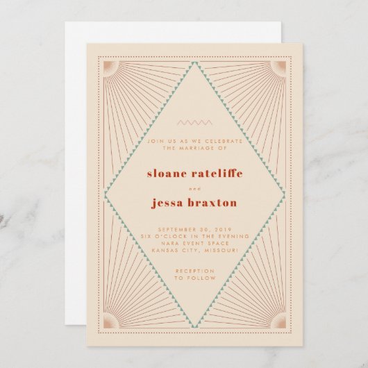 Invitation Mariage Boho Sud-Ouest (Devant / Derrière)