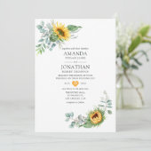 Invitation Mariage Boho Sunflower Eucalyptus (Debout devant)