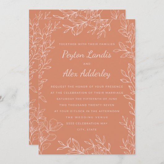 Invitation Mariage Boho Terracotta Blush (Devant / Derrière)