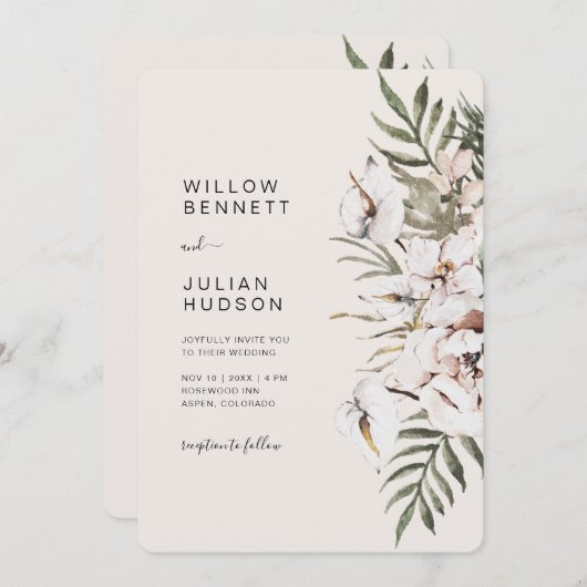 Invitation Mariage boho tropical (Devant / Derrière)