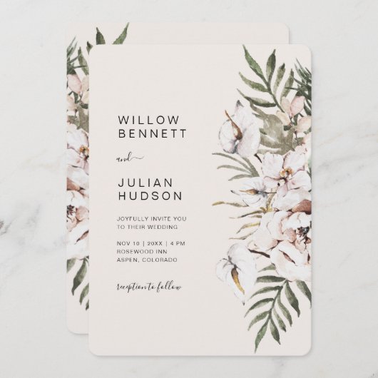 Invitation Mariage Boho Tropical Tout en un (Devant / Derrière)