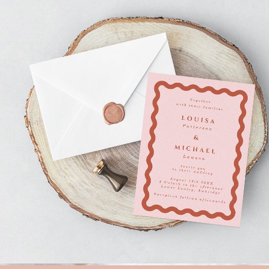Invitation Mariage Boho Vague Blush et Terracotta