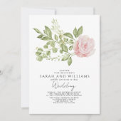 Invitation Mariage Boho vert clair rose Sage (Devant)