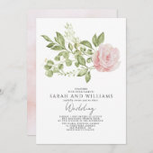 Invitation Mariage Boho vert clair rose Sage (Devant / Derrière)
