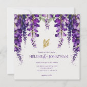 Invitation Mariage Boho violet de couleur d'eau florale de la (Devant)