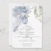 Invitation MARIAGE | Boho Watercolor Dusty Blue Rose (Devant)